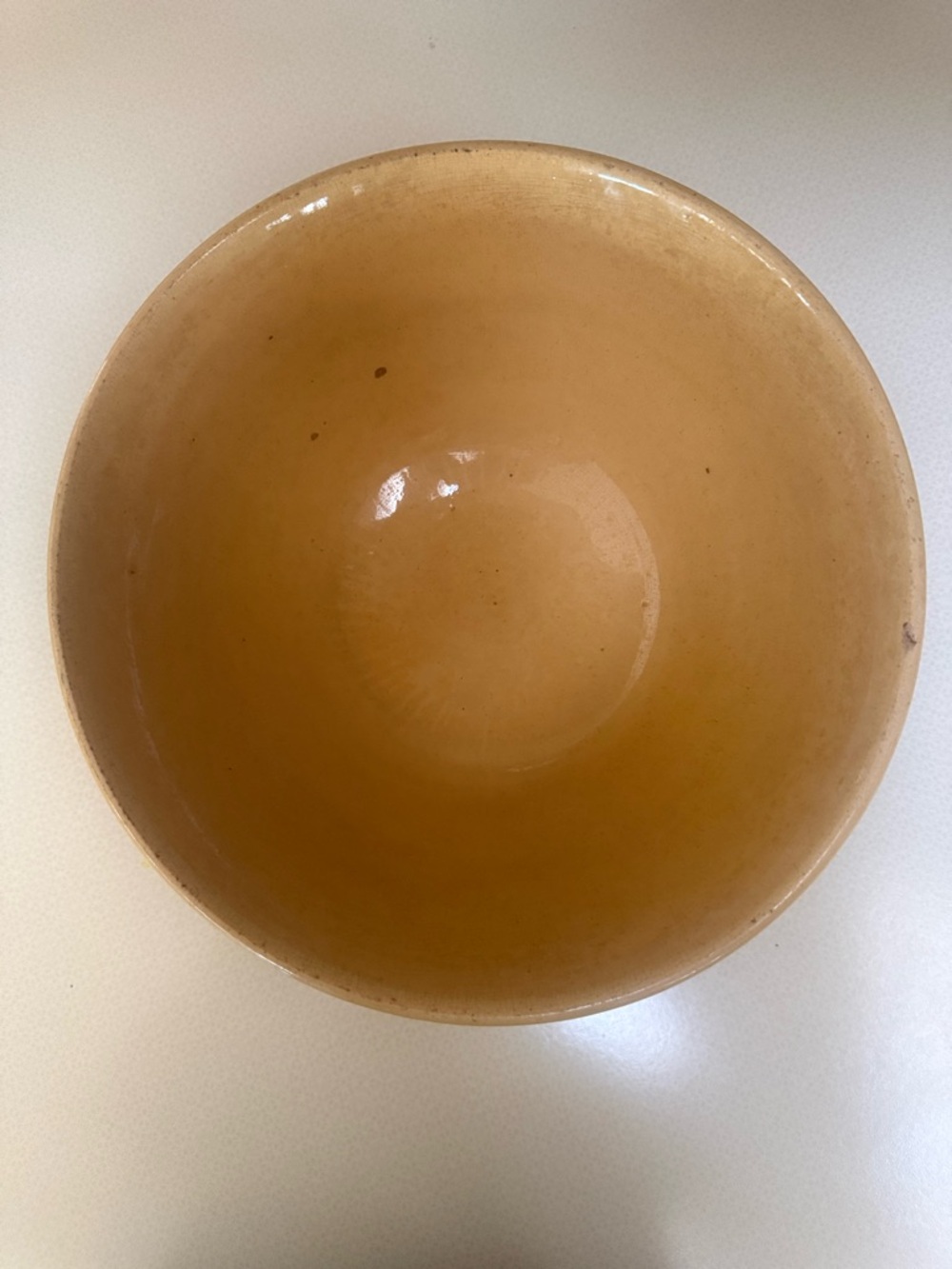 Antique Watt YellowWare 12" Mixing Bowl Single White Band Americana 19th Century - Picture 2 of 9